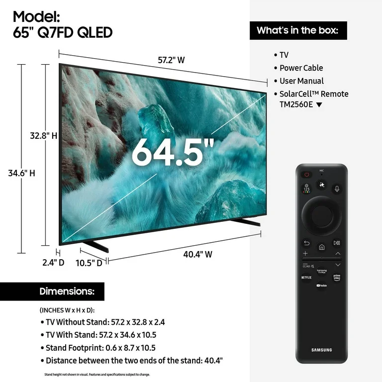 Samsung 65″ QLED Q7F Series 4K Vision AI Smart TV (2025) – Model QN65Q7FBAFXZA